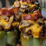 Mushroom BBQ Bacon Cheeseburger Stuffed Peppers – A Must-Try Recipe