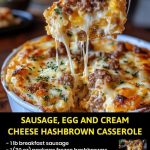 Sausage Egg and Cream Cheese Hashbrown Casserole