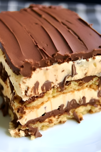 NO BAKE PEANUT BUTTER ECLAIR CAKE