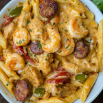 Creamy, Shrimp, and Sausage, Pasta, Recipe