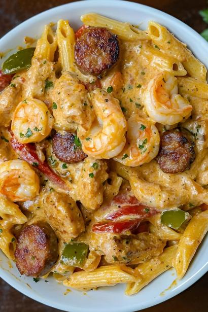 Creamy, Shrimp, and Sausage, Pasta, Recipe