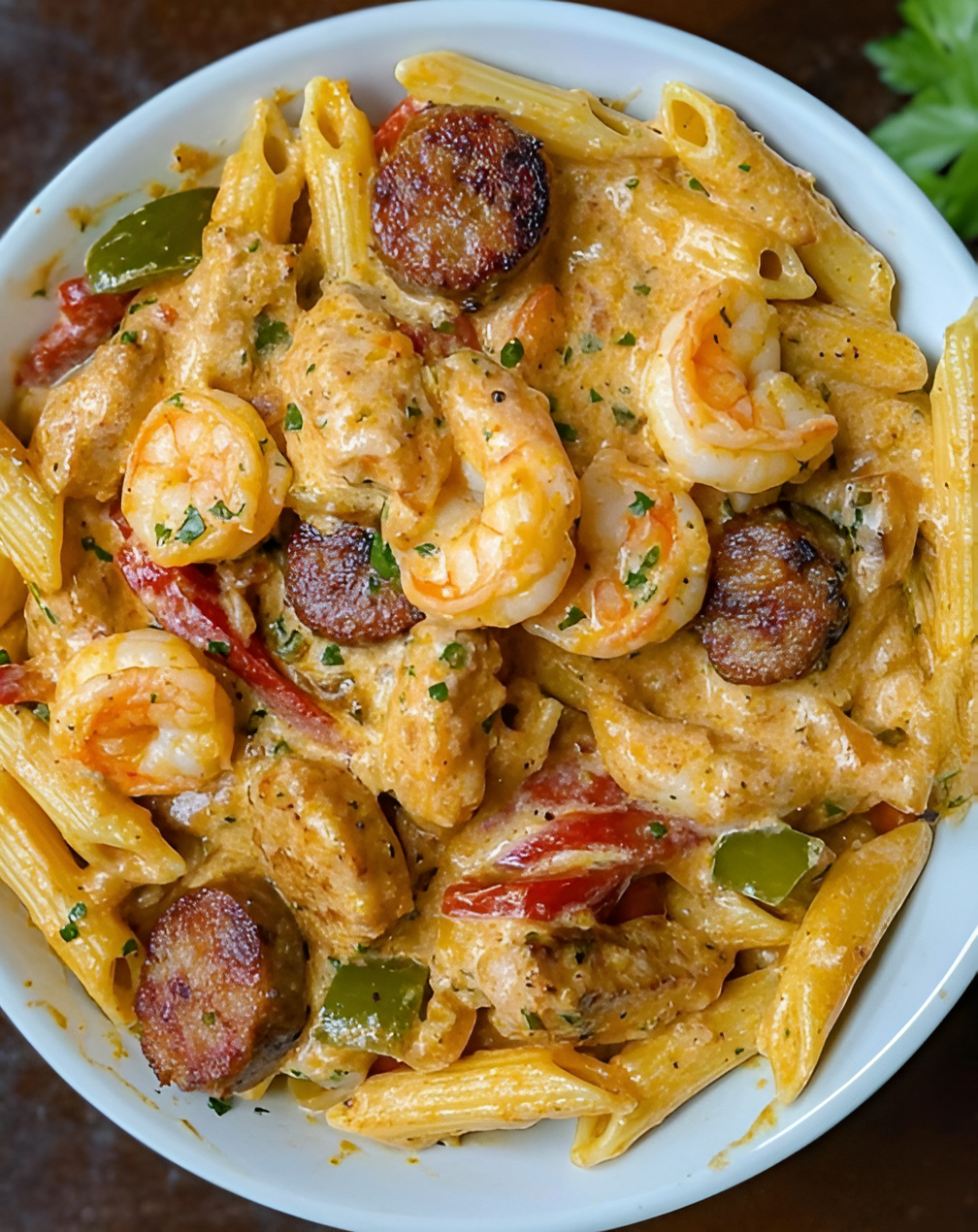 Creamy, Shrimp, and Sausage, Pasta, Recipe