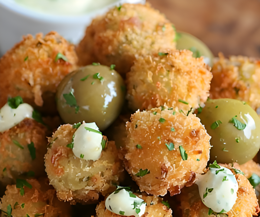 Fried Crispy Olives with Garlic Aioli Recipe