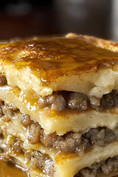 Savory-Sweet Pancake Sausage Breakfast Casserole