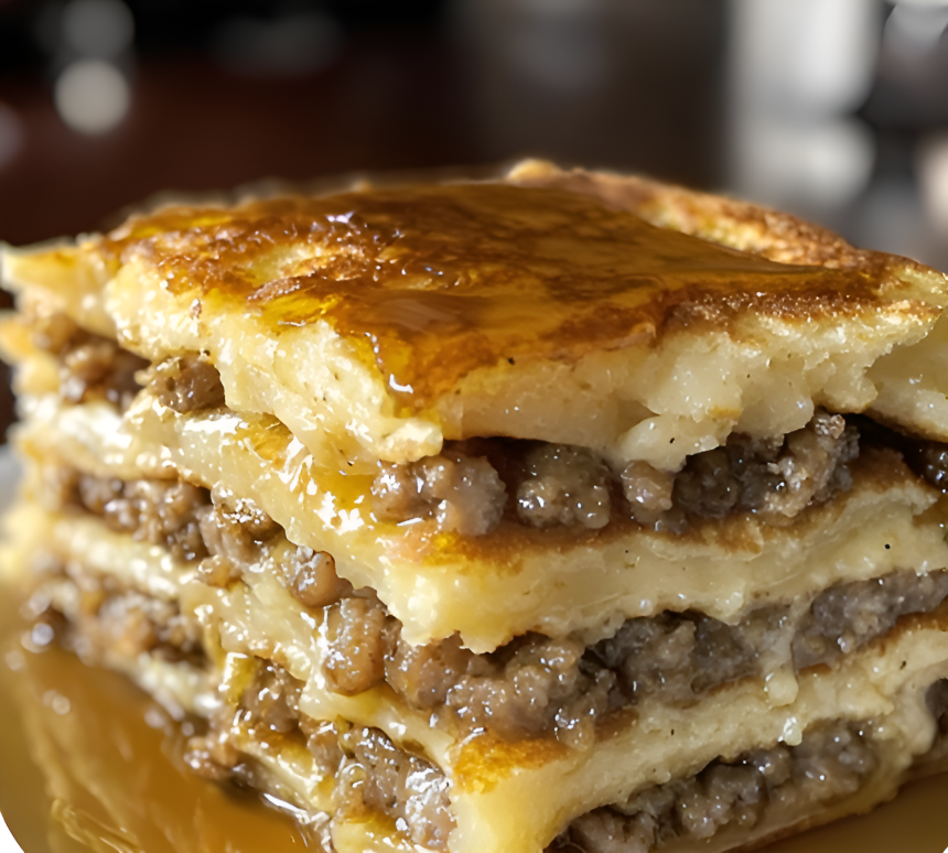 Savory-Sweet Pancake Sausage Breakfast Casserole