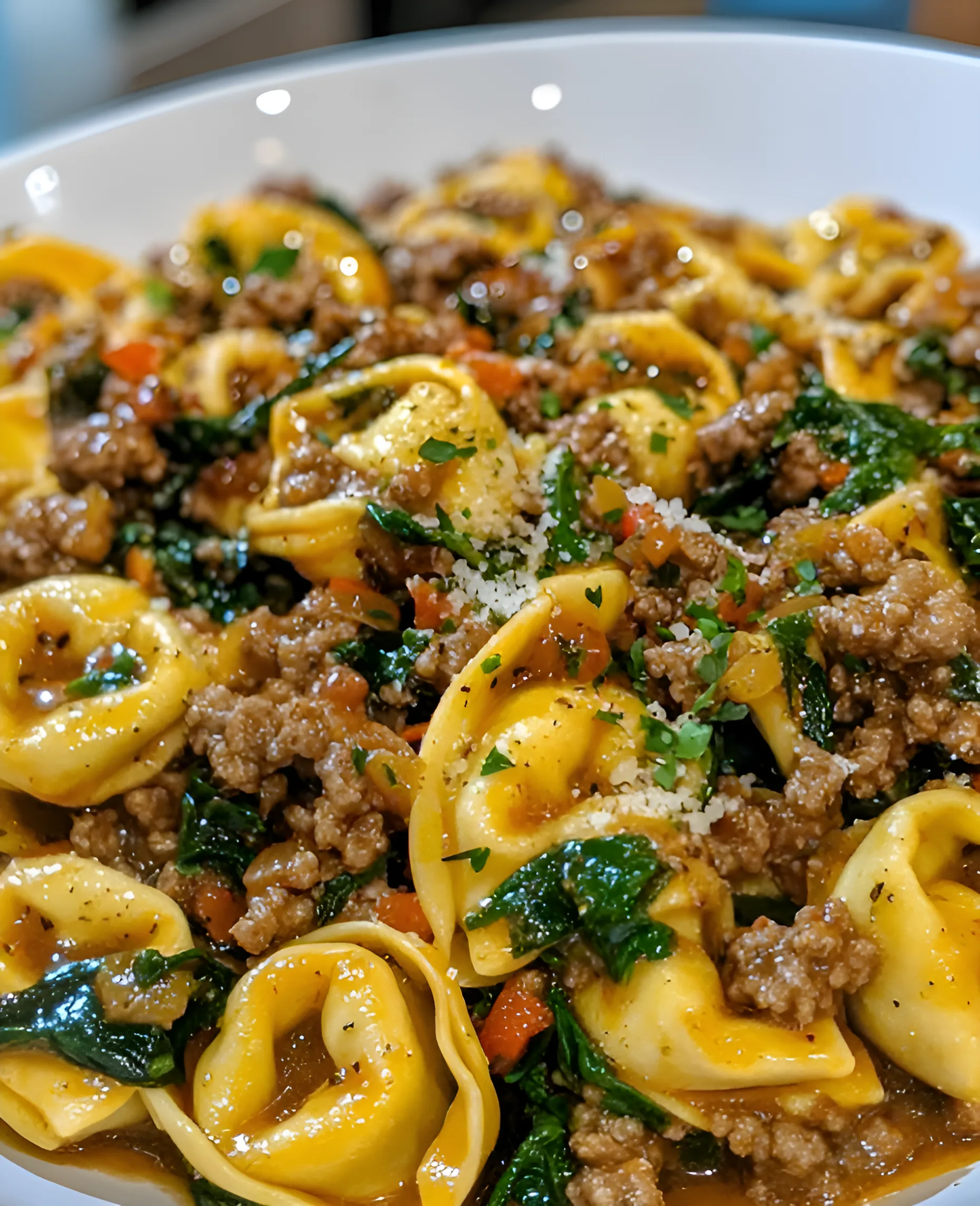 Easy Garlic Butter Beef and Spinach Tortellini Recipe