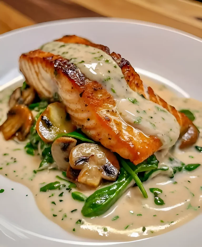 Easy Garlic Butter Salmon with Spinach and Mushrooms Recipe