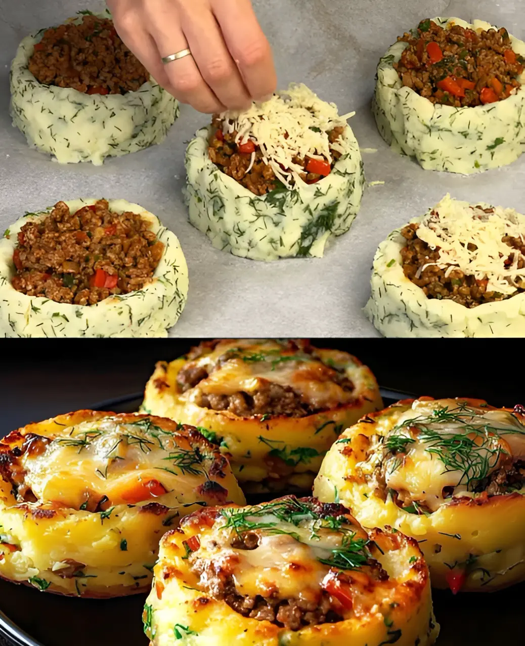 Easy Stuffed Mashed Potato Nests Recipe