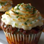 Meatloaf Cupcakes with Whipped Potato Topping