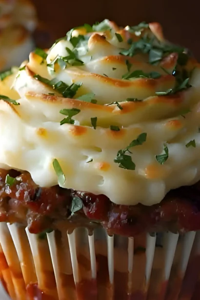 Meatloaf Cupcakes with Whipped Potato Topping
