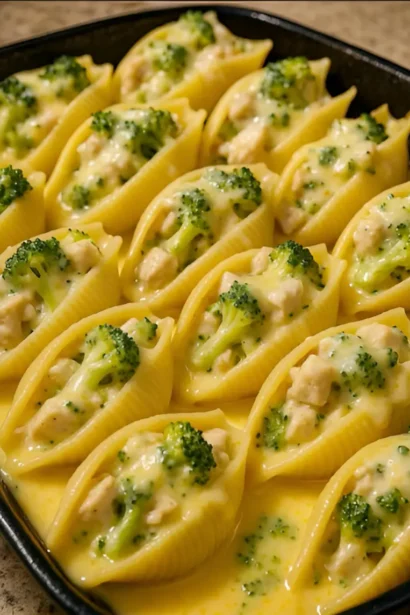 Easy Cheesy Chicken & Broccoli Stuffed Shells Recipe