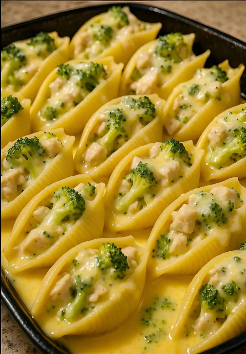 Easy Cheesy Chicken & Broccoli Stuffed Shells Recipe
