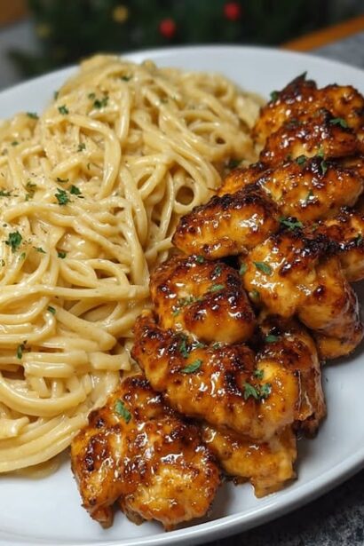 Lemon Garlic Butter Chicken with Creamy Parmesan Pasta