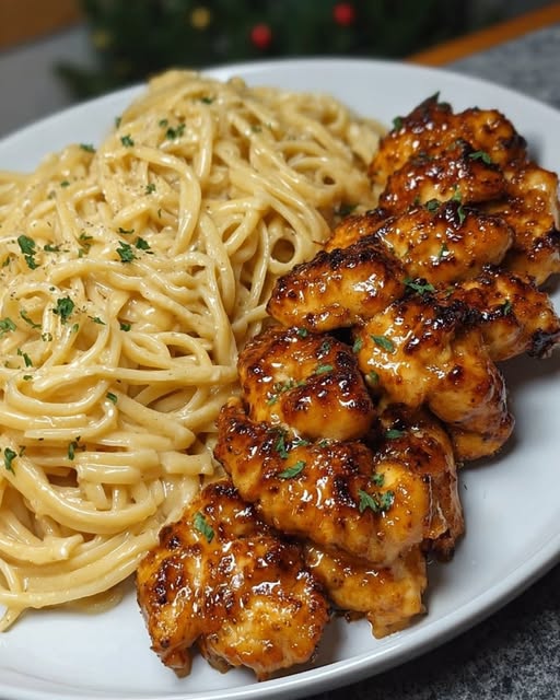 Lemon Garlic Butter Chicken with Creamy Parmesan Pasta
