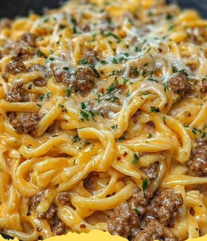 One Pot Creamy Beef and Garlic Butter Pasta e1750874779212