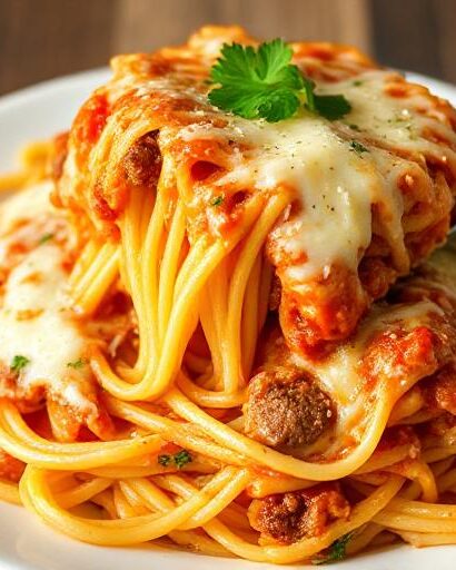 Baked Cream Cheese Spaghetti Casserole Heaven