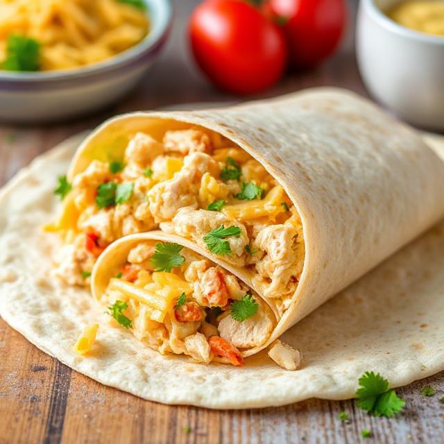 Cheesy Garlic Chicken Wraps p