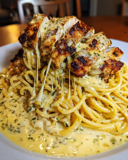 Creamy Cajun Chicken Spaghetti with Garlic Mozzarella Sauce