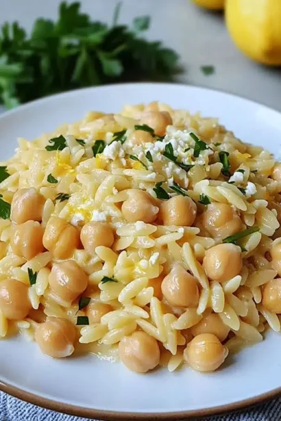 Creamy Lemon Ricotta Orzo with Chickpeas