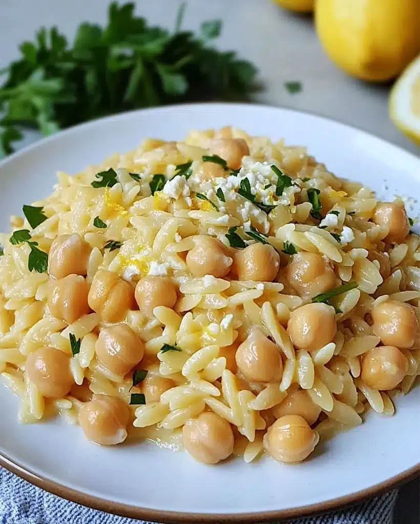 Creamy Lemon Ricotta Orzo with Chickpeas