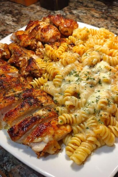 Creamy Velveeta Chicken Rotini with Mozzarella Garlic Sauce