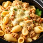Crockpot Cheesy Ranch Beef Pasta Shells p