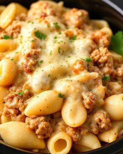 Crockpot Cheesy Ranch Beef Pasta Shells p