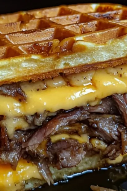 Easy Bourbon Maple Brisket Grilled Cheese Wafflewich Recipe
