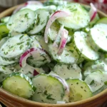 Easy Creamy Cucumber Salad Recipe