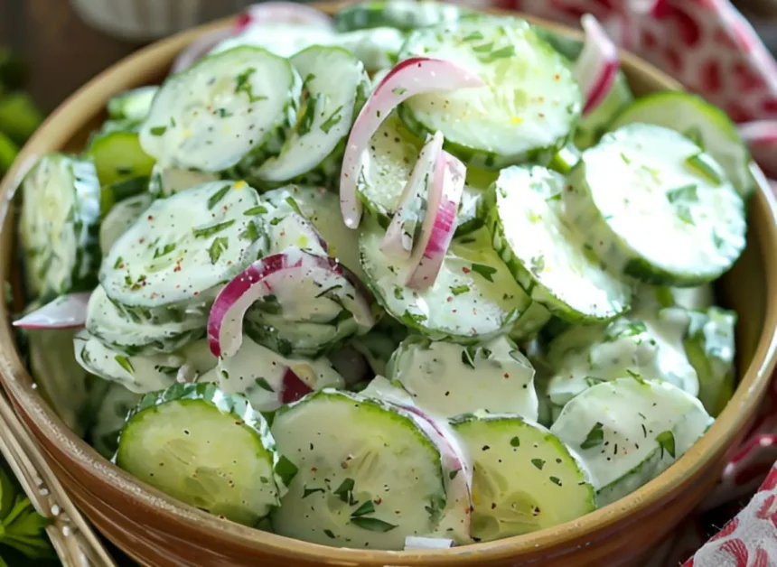 Easy Creamy Cucumber Salad Recipe