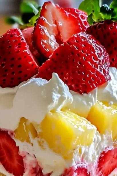 Easy Tropical No-Bake Strawberry Split Cake Recipe