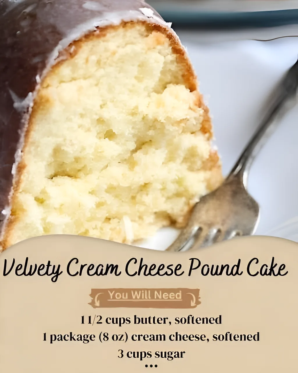 Easy Velvety Cream Cheese Pound Cake Recipe