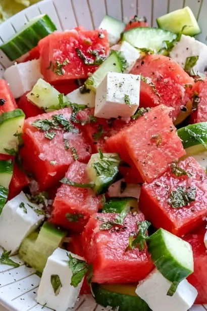 Fresh Watermelon Cucumber Feta Salad - Perfect Summer Recipe
