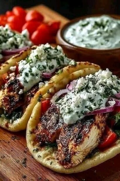Greek Style Chicken Gyros with Homemade Tzatziki