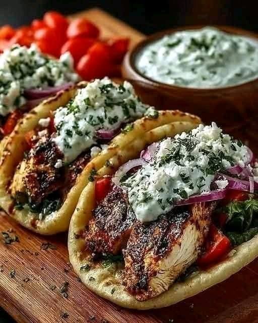 Greek Style Chicken Gyros with Homemade Tzatziki