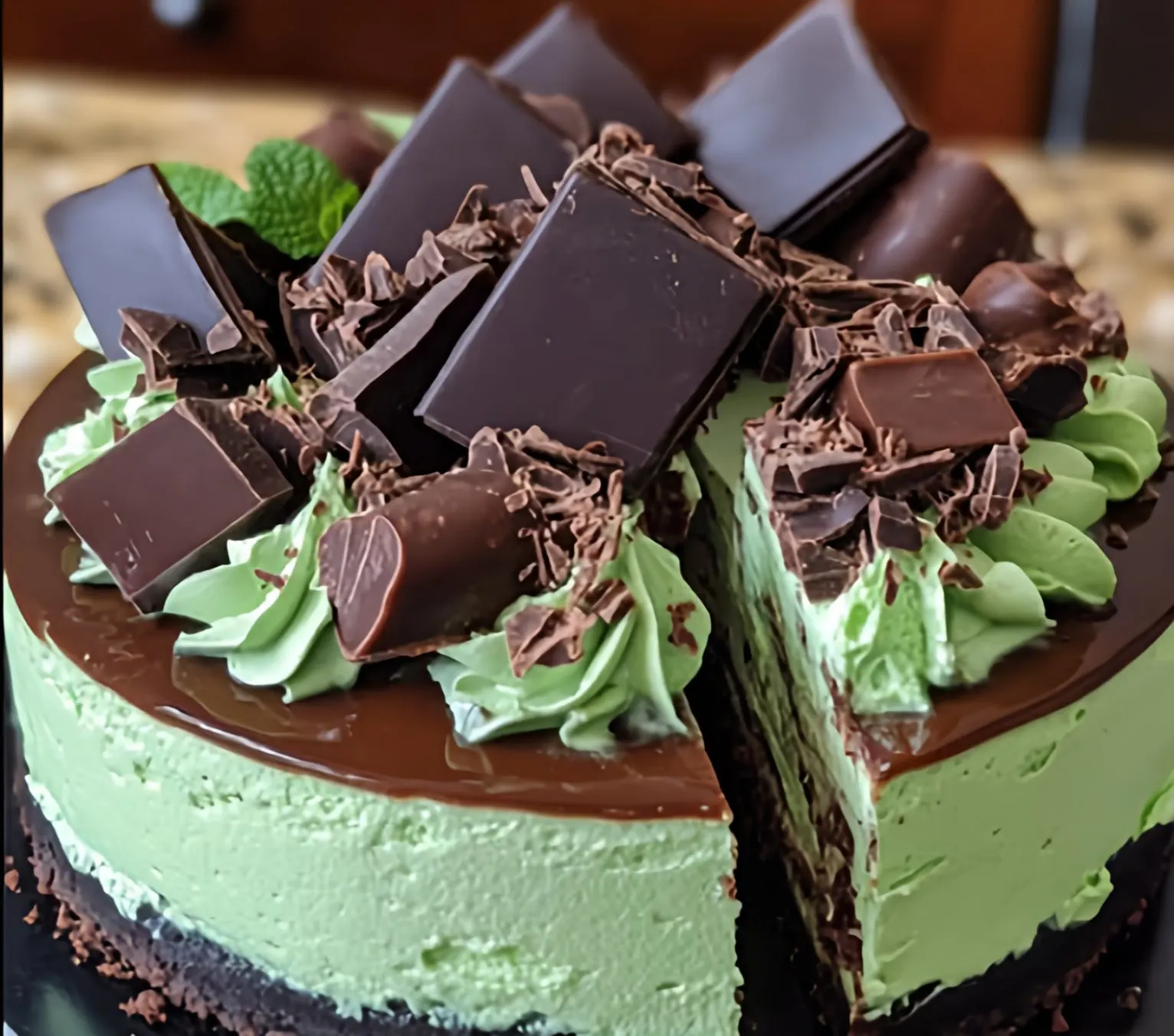 Easy Mint Chocolate Cheesecake Cake