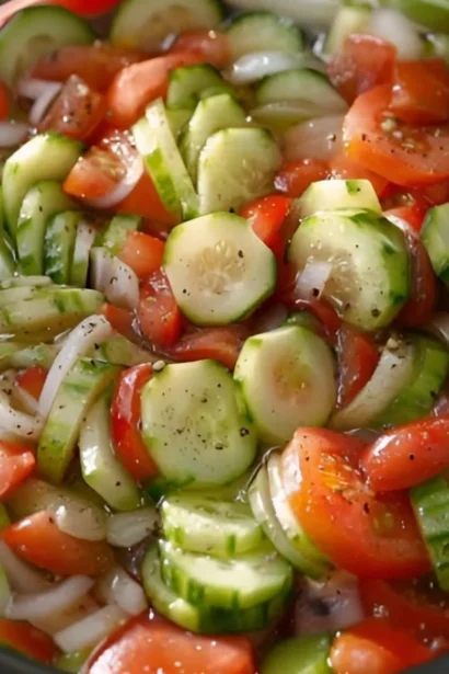 Fresh Marinated Cucumber, Tomato & Onion Salad