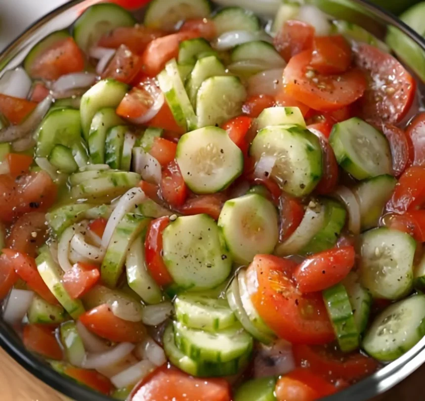 Fresh Marinated Cucumber, Tomato & Onion Salad