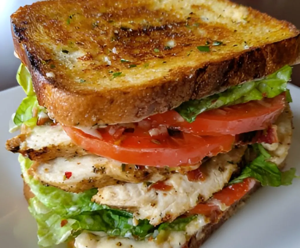 Garlic Butter Lettuce, Tomato & Grilled Chicken Sandwich
