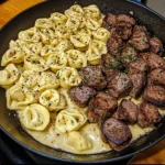 Garlic Steak & Cheese Tortellini Skillet Recipe