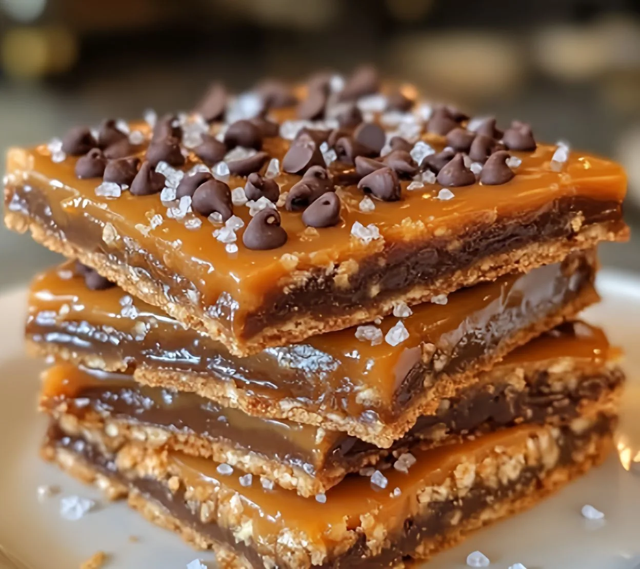 No-Bake Salted Caramel Pretzel Bars