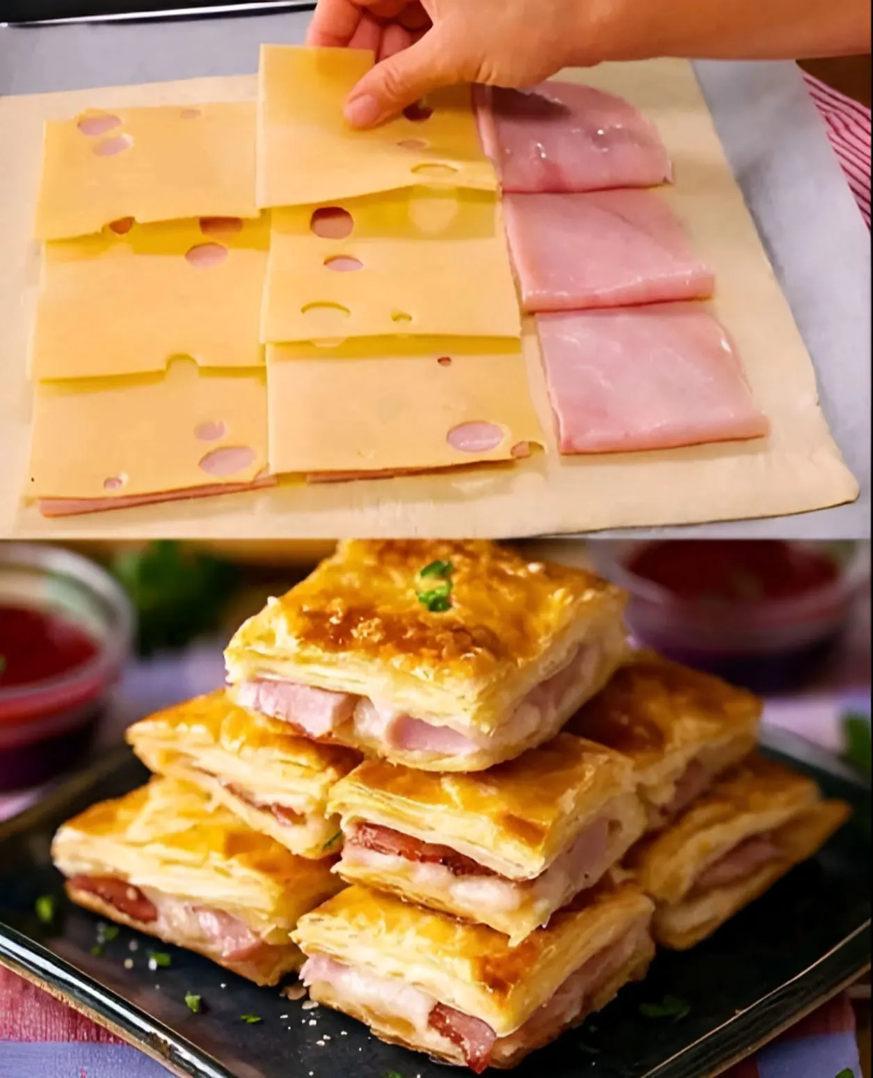 Ham and Cheese Puff Pastry Pockets