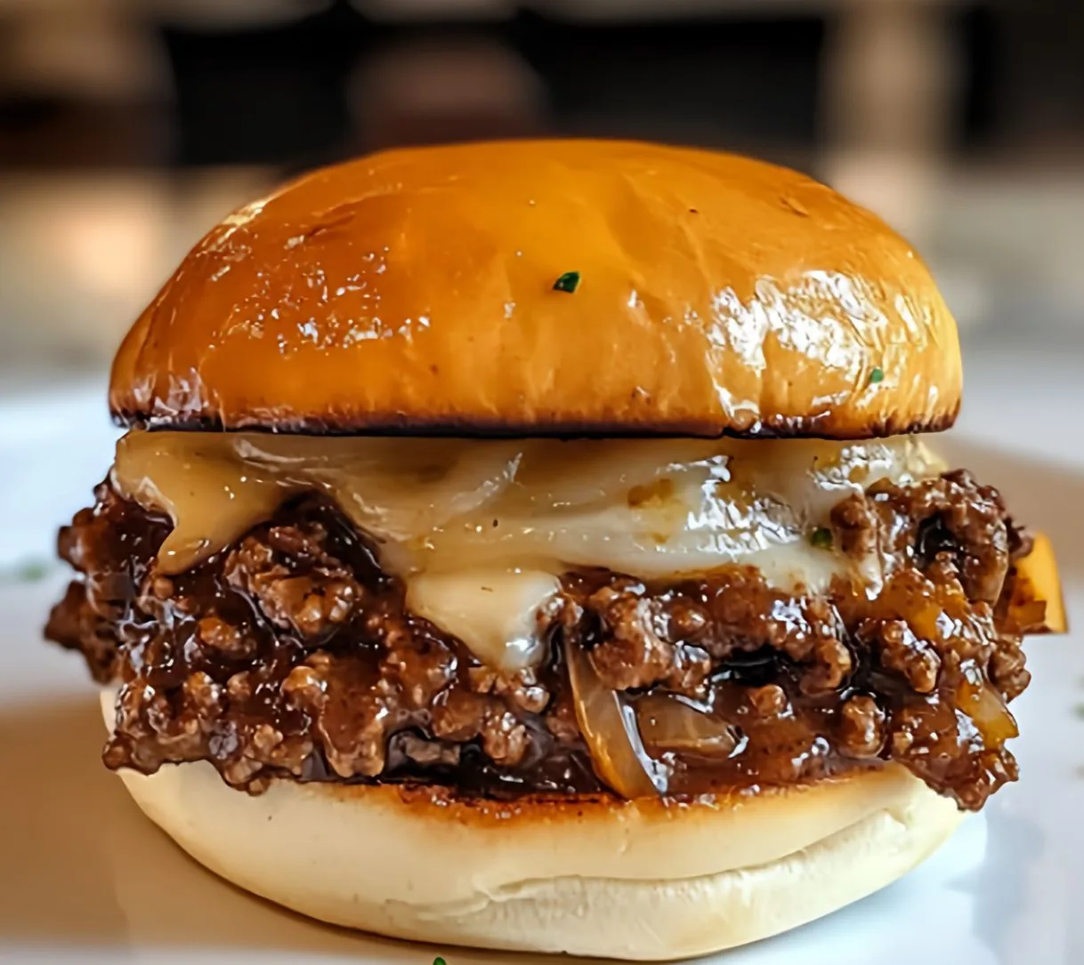 Delicious French onion beef sloppy joes served on toasted buns — an easy and flavorful dinner recipe.