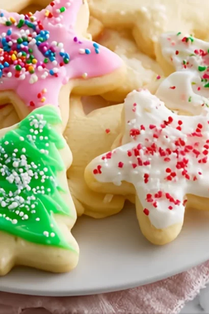 A plate of beautifully decorated cut-out sugar cookies, perfect for festive occasions.