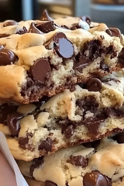 Freshly baked Levain Bakery chocolate chip cookies with gooey center and crispy edges on a cooling rack