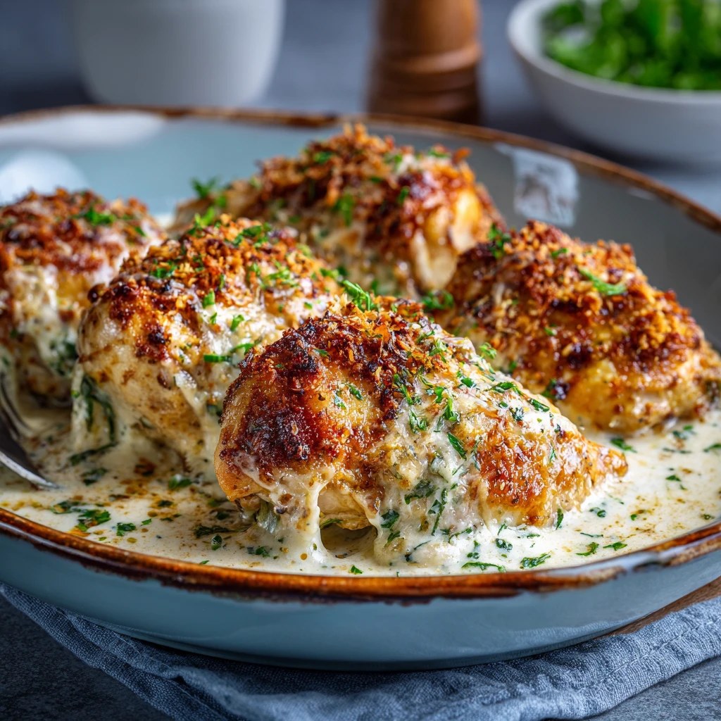 Baked Caesar Chicken with Creamy Parmesan Sauce