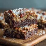 Chewy German Chocolate Brownies with Coconut Pecan