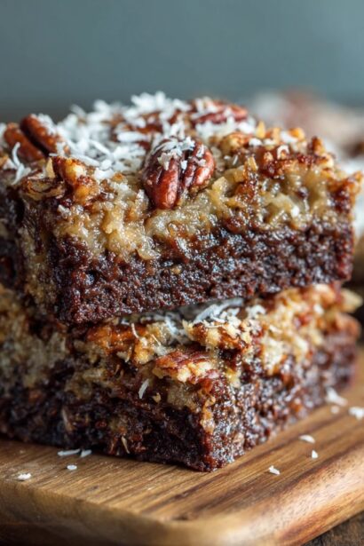 Chewy German Chocolate Brownies with Coconut Pecan