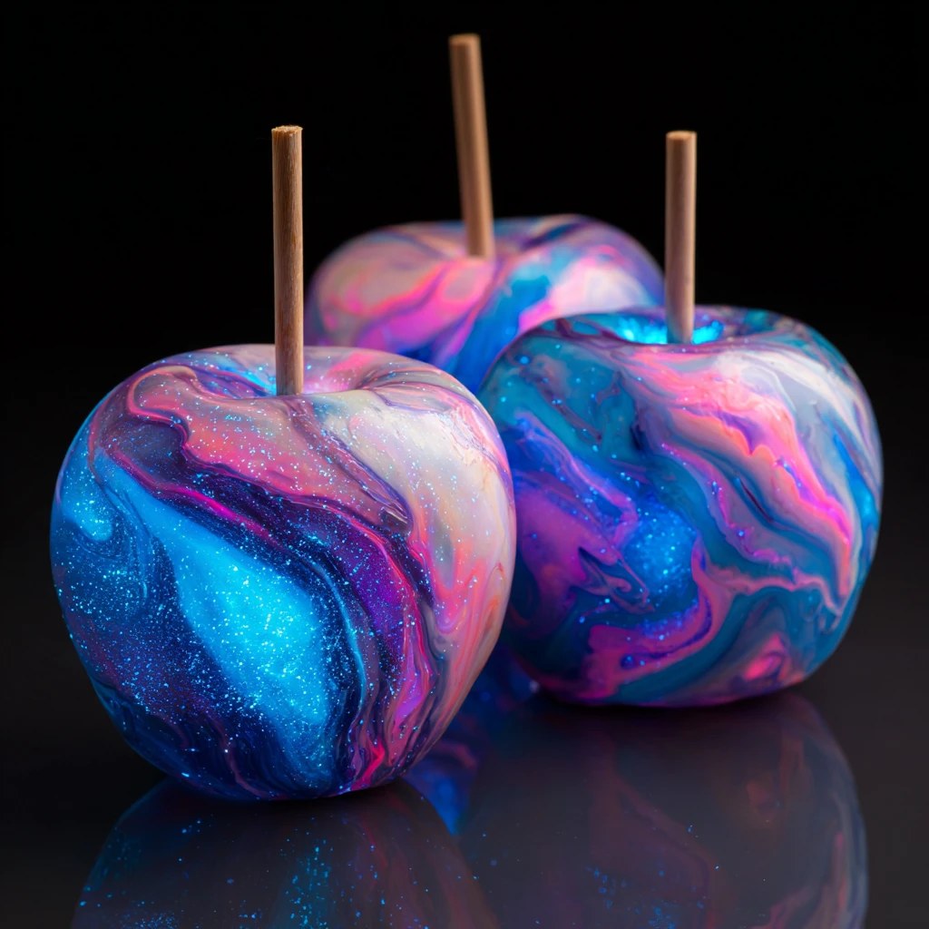 Cotton Candy Swirl Glow-in-the-Dark Candy Apples