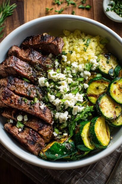 Cozy Grilled Steak Bowl With Zucchini